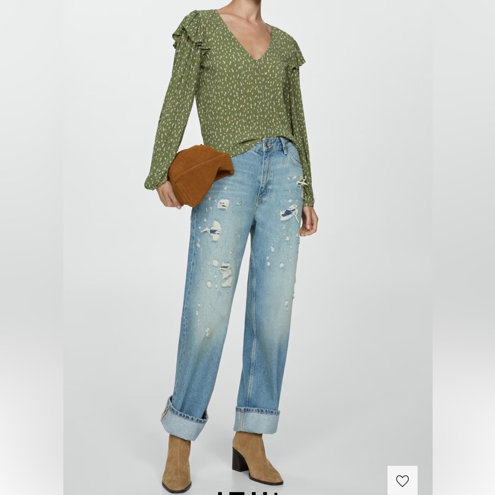 Mango Ruffles Printed Blouse
